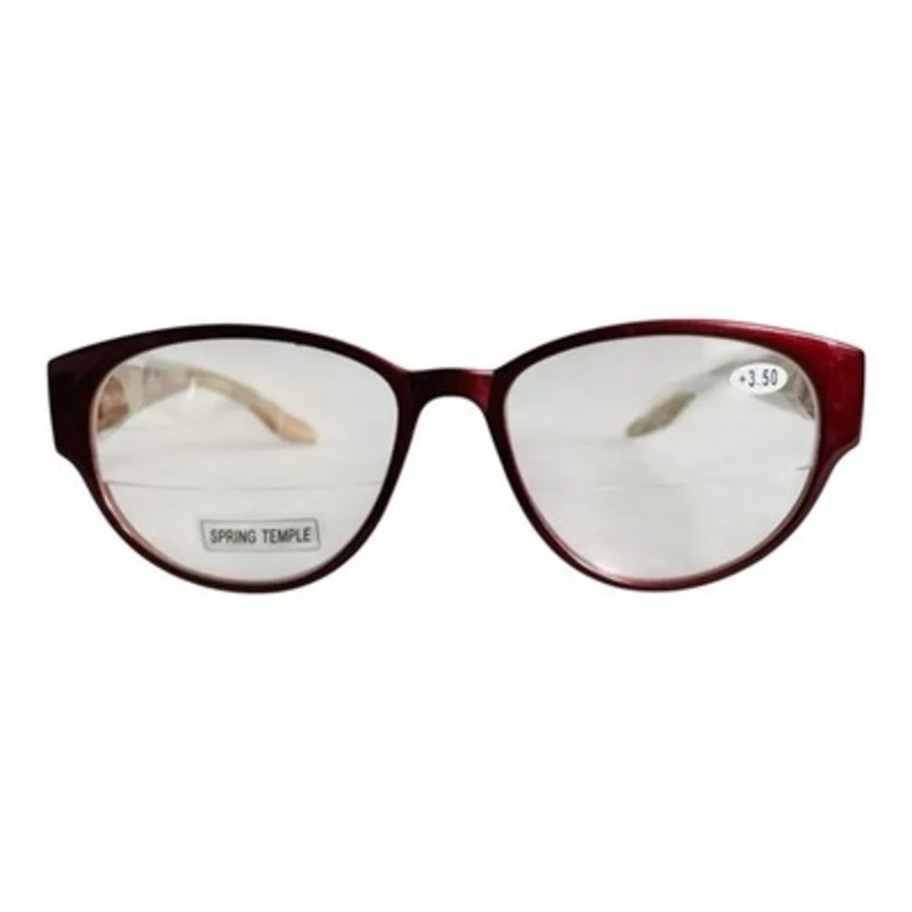 JM Burgundy Cat Eye Reading Glasses +3.50 Power Bifocal Readers Women New